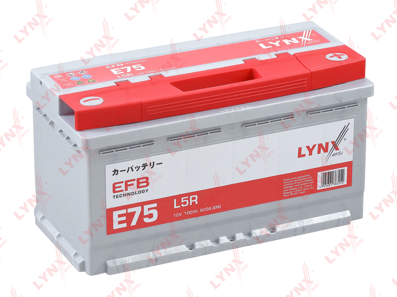 LYNX E75 Аккумулятор EFB 100 Ah, 900 A, обратная auto