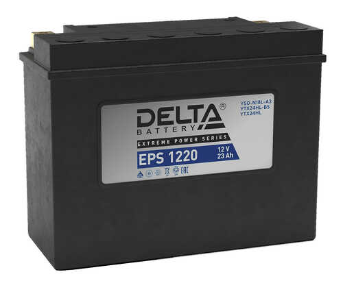 DELTABATTERY EPS1220 Аккумуляторная батарея AGM (- +)12V 24Ah 350A 205x87x162 motoYTX24HL-BS, YTX24HL