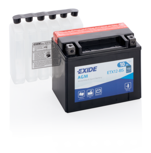 EXIDE ETX12-BS Аккумулятор! рус 10Ah 150A 150/90/130 moto AGM сухозар. с упаковкой электролита