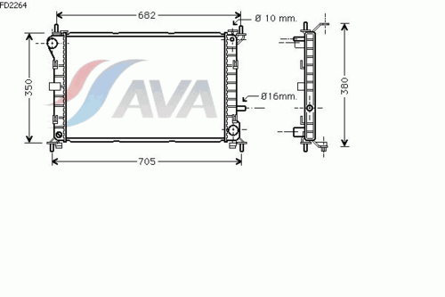 AVA FD2264 Радиатор системы охлаждения! с AC Ford Focus 1.4-1.8 16V 98>