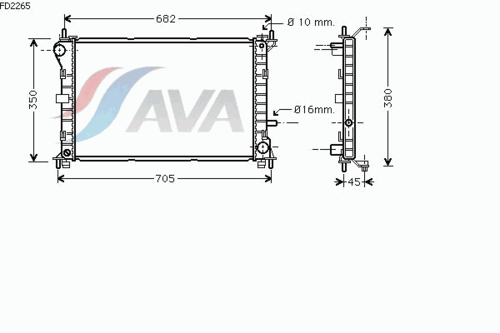 AVA FD2265 Радиатор системы охлаждения! Ford Focus 2.0 16V/1.8TD 98>