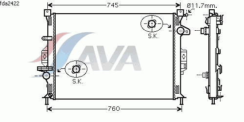 AVA FDA2422 Радиатор, охлаждение двигателя