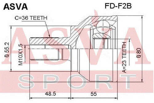 ASVA FD-F2B ШРУС наружный 23X56X36