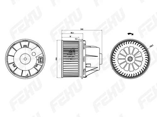 FEHU FFH1059 Электровентилятор отопителя Ford Focus II (03-)/Mondeo IV (07-)/Volvo S40 (04-)