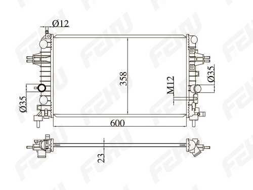 FEHU FRC1109m Радиатор охлаждения (сборный) Opel Astra H (04-)/Zafira B (05-) 1.6i/1.8i MT