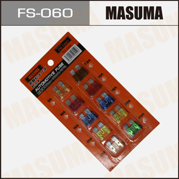 MASUMA FS060 Комплект предохранителей! плоские стандарт 10шт. 7.5-30А;Предохр. флажковые стандарт набор 10 шт (7.