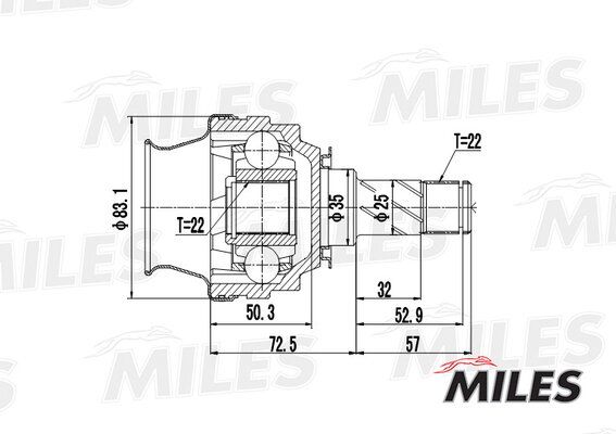 MILES GA10021 ШРУС OPEL ASTRA/CORSA/KADETT/VECTRA 1.3-1.7D 79-98 внутр.