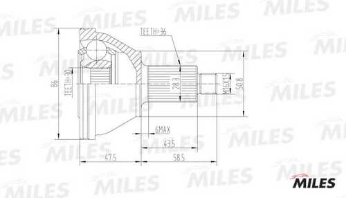 MILES GA20019 ШРУС AUDI A2/VW POLO/SKODA FABIA/ROOMSTER 1.2-1.9D 99- нар.