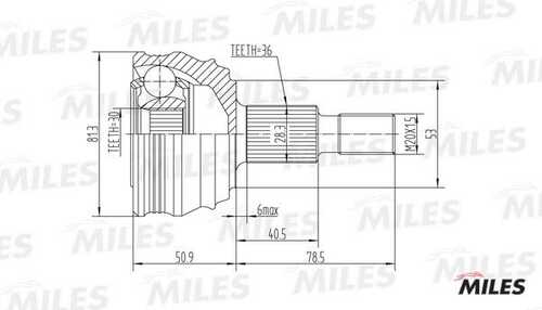 MILES GA20022 ШРУС AUDI A3 I/SKODA OCTAVIA I/GOLF IV 1.6-1.9SDI 96- нар. (10702070/190619/0112433/1)