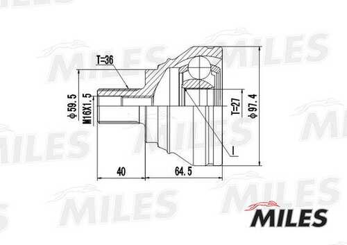 MILES GA20024 ШРУС AUDI A3/VW G5/G6/PASSAT/TOURAN/TIGUAN/CADDY 1.4-3.2 03- нар.