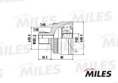 MILES GA20039 ШРУС AUDI A4/VW PASSAT 2.3-2.8 96-01 нар. (abs)