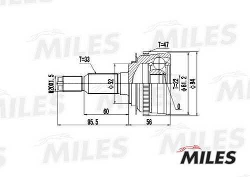 MILES GA20047 ШРУС CHEVROLET LACETTI/DAEWOO NUBIRA/RAVON GENTRA 1.4-1.8 03- нар. +ABS (10702070/250619/011