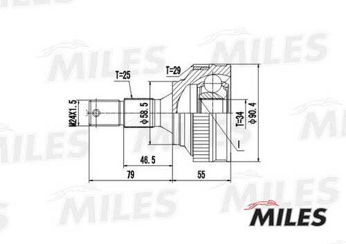 MILES GA20053 ШРУС CITROEN BERLINGO I/PEUGEOT PARTNER I 1.4HDI-1.9D 96- нар. +ABS (10702070/250419/0072562