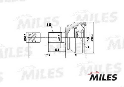 MILES GA20072 ШРУС CITROEN JUMPERFIAT DUCATOPEUGEOT BOXER 2.2HDI-2.3D 06- нар. 29ЗУБ (10702070/190619/011243