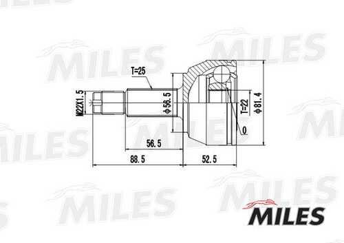 MILES GA20101 ШРУС FORD ESCORT/FIESTA/ORION 1.4-1.8 90-99 нар.;Шарнирный комплект, приводной вал