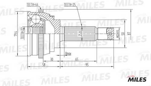 MILES GA20159 ШРУС HYUNDAI 1.3-1.6 02- нар. (abs)