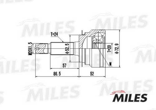 MILES GA20185 ШРУС KIA PICANTO I 1.0-1.1CRDI 04-11 нар. (10702070/171219/0267087/1)