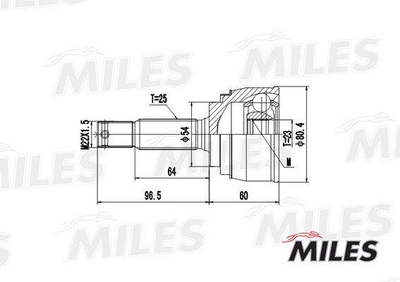 MILES GA20264 Шарнирный комплект, приводной вал