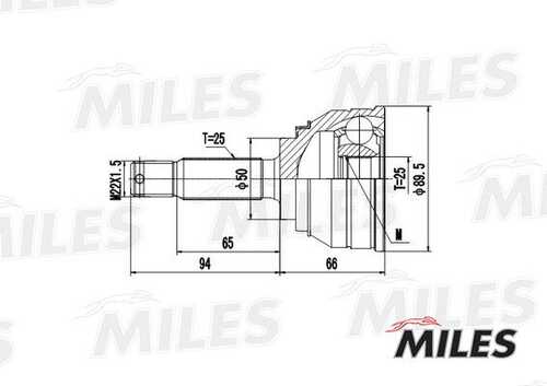 MILES GA20269 ШРУС MITSUBISHI GALANT/SPACE WAGON/HYUNDAI LANTRA 1.5-2.0 85-96 нар.