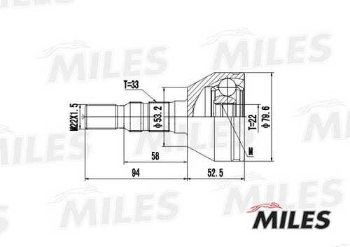 MILES GA20353 Шарнирный комплект, приводной вал