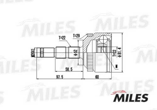 MILES GA20362 ШРУС OPEL MERIVA 1.6 03- нар. (ABS)