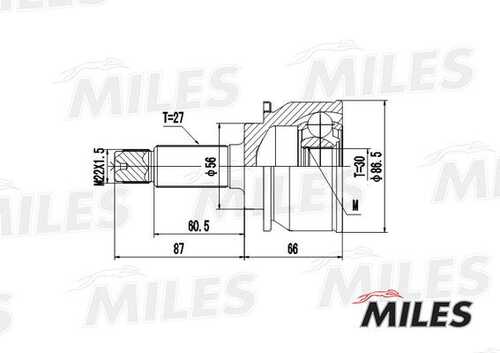 MILES GA20419 ШРУС SUBARU IMPREZA I/LEGACY I 1.6-2.2 89-00 нар. (10702070/171219/0267087/1)