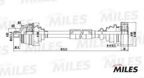 MILES GC01011 Привод в сборе AUDI A4 I/SKODA/VW PASSAT