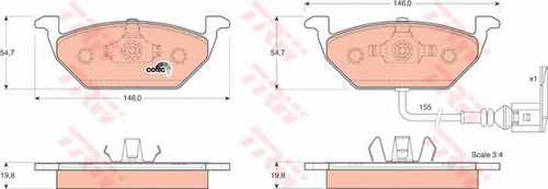 TRWLUCAS GDB1386 Колодки тормозные передние;633 21=644 021B-SX=FO687781! колодки дисковые п. vw Golf,Skoda Octavia 1.4-1.9SD 99>датч.;Комплект тормозных колодок