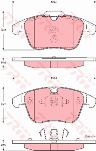 TRWLUCAS GDB1683 1219 00[C2C27290] колодки дисковые п. Ford Galaxy/S-max 2.0/1.8TDCi/2.0TDCi 06>;Колодки тормозные передние