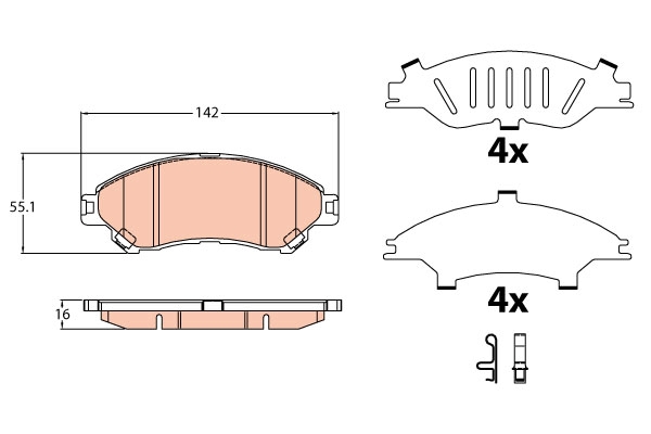 TRWLUCAS GDB3633 Колодки дисковые передние! с антискрип. пластинами Suzuki SX4 1.6/1.6DDiS 13>