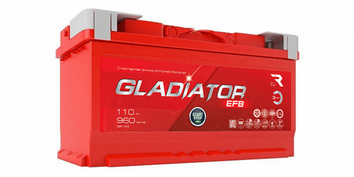 GLADIATOR GEF11000 Аккумулятор EFB 110 Ah, 960 A, 353x175x190 обр.