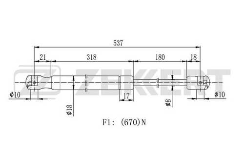 ZEKKERT GF-2121 Пружина газовая багажника Ford Focus III 11-