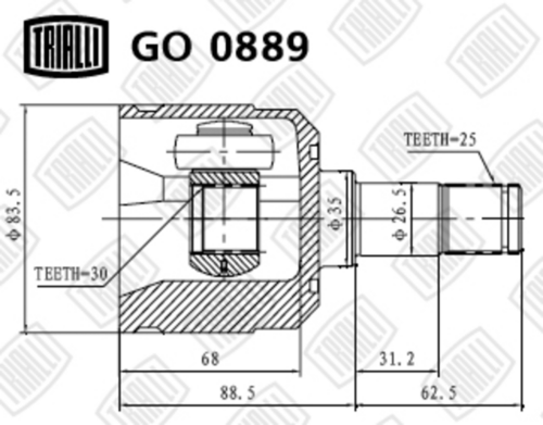 TRIALLI GO0889 ШРУС внутренний комплект! Hyundai Matrix 1.8