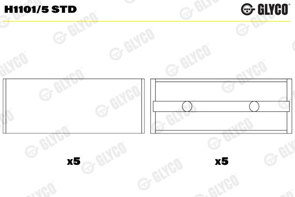 GLYCO H1101/5 STD Вкладыши коренные комплект! STD (5) Renault Laguna/Megane/R19/R21 1.7-1.9TD 98>