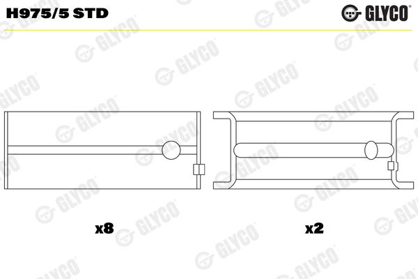 GLYCO H9755STD вкладыши коренные к-кт! STD (5) Opel Astra/Kadett/Vectra 1.2-1.6 82>