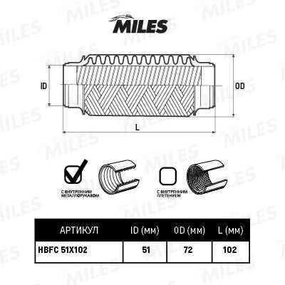 MILES HBFC51X102 Труба гофрированная с внутренним металлорукавом 51X102