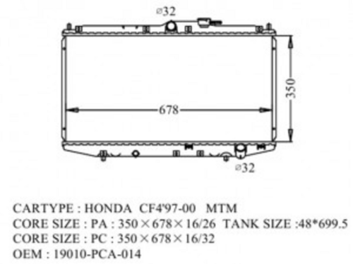 SAT HD0003CF Радиатор HONDA ACCORD/TORNEO CF/CL 1.8/2.0/2.3 97-02