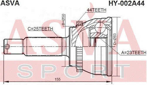 ASVA HY-002A44 Шарнирный комплект, приводной вал