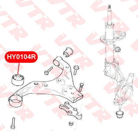 VTR HY0104R Сайлентблок переднего рычага, задний;Сайлентблок рычага передней подвески, задний