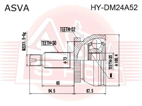 ASVA HYDM24A52 ШРУС наружный 35X73X30