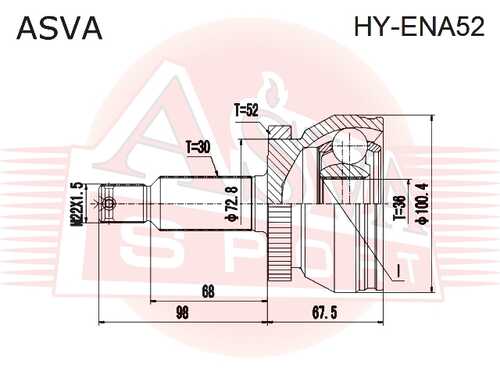 ASVA HYENA52 ШРУС наружный 36x72.8x30 (10013160/040720/0337272/10, китай)