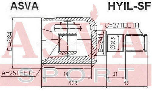 ASVA HYILSF ШРУС внутренний левый 25X41X27 (10103080/120717/0031573/11, китай)