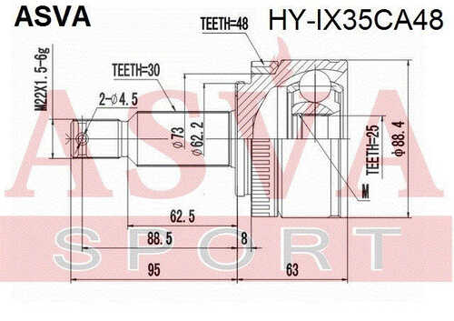 ASVA HYIX35CA48 ШРУС наружный 25x64,4x30