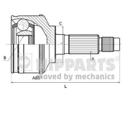 NIPPARTS J2824125 ШРУС наружный комплект! ABS Honda Civic 1.5 95-96