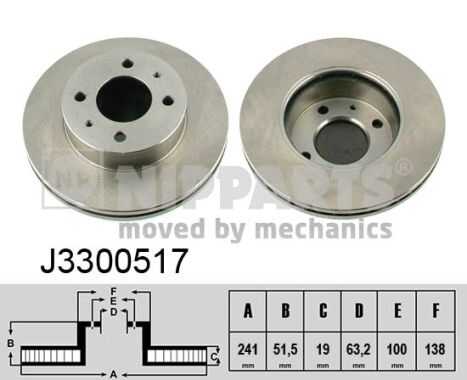 NIPPARTS J3300517 Диск тормозной передний! Hyundai Accent 1.3-1.6 94>;Тормозной диск