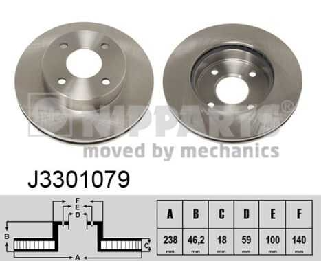 NIPPARTS J3301079 Диск тормозной передний! Nissan Micra K11 1.0/1.4/1.5D 98-03