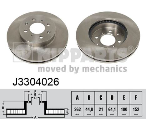 NIPPARTS J3304026 Диск тормозной передний! Honda Civic, Rover 200/400 1.4-2.0TDi 95>