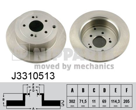 NIPPARTS J3310513 Диск тормозной задний! Hyundai Santa Fe 2.4i/2.7i/2.2CRDi 05>