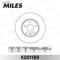 MILES K001189 Диск тормозной CHEVROLET CRUZE/OPEL ASTRA J R15 09- передний D=276мм