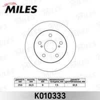 MILES K010333 Диск тормозной TOYOTA AURIS 07- (пр-во япония) задний D=259мм